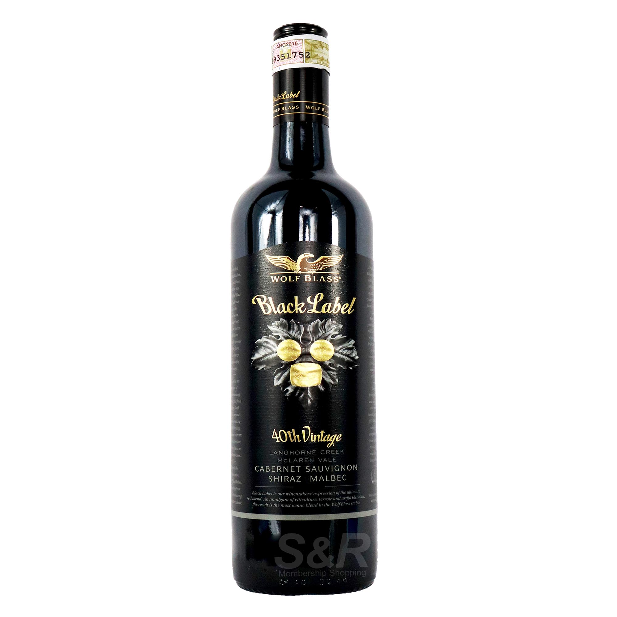 Wolf Blass Black Label 40th Vintage Cabernet Sauvignon Shiraz Malbec 750mL